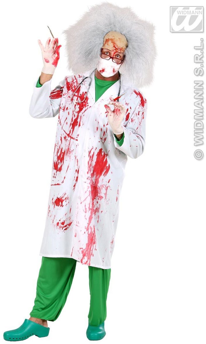 Dokter & Tandarts Kostuum | Bloederige Doktersjas Dr Horror Kostuum Man | Large | Halloween | Verkleedkleding